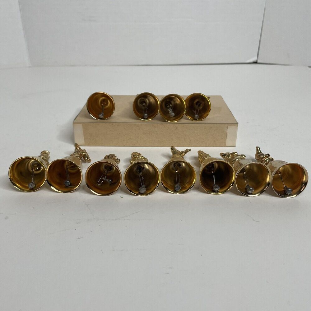 Vintage Snow White And The Seven Dwarves Gold Bells, Set Of 12, Reed & Barton - Picture 9 of 11